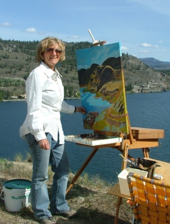 Angie McIntosh painting the scenery in the Okanagan