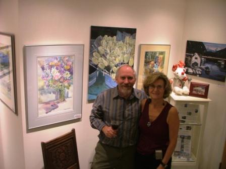 Angie and Husband Rob at her studio gallery winter exhibit