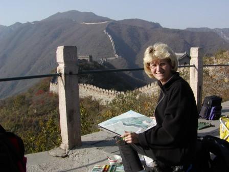 Angie McIntosh painting on the Great Wall